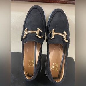 Yoki Black Loafers with Gold Detailing